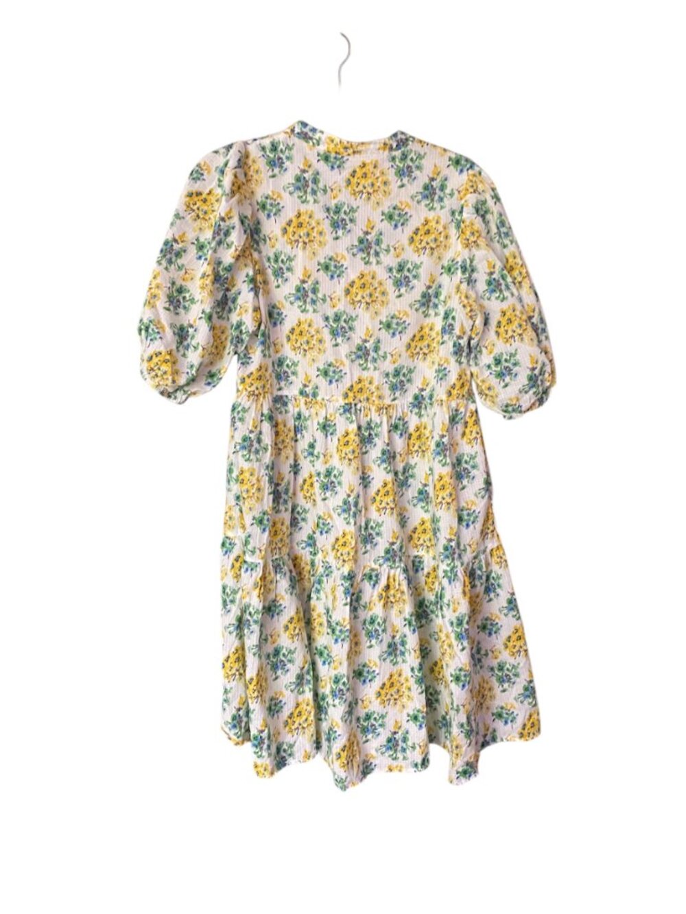 UNIQLO X PAUL & JOE Puff Sleeve Cotton Floral Tiered Dress with Pockets Size M - Picture 4 of 8